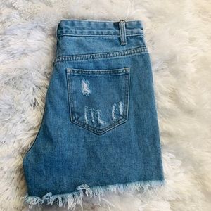 Pretty Little Thing High Waist Jean Cut Off Shorts